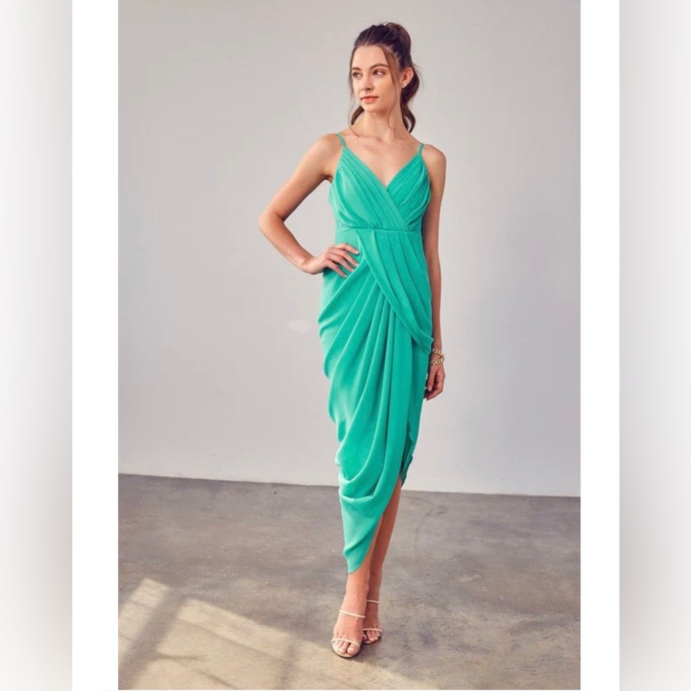 NWT DO+BE Grecian draped Dress Summer Jade